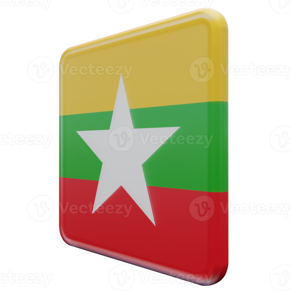 Myanmar Right View 3d textured glossy square flag png