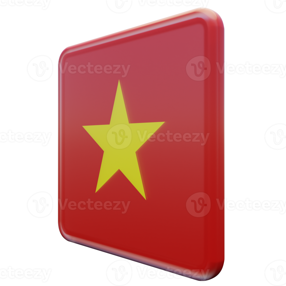 vietnam rätt se 3d texturerad glansig fyrkant flagga png