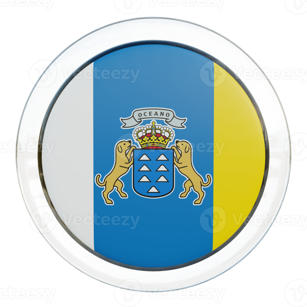 bandeira de círculo brilhante texturizado 3d ilhas canárias png