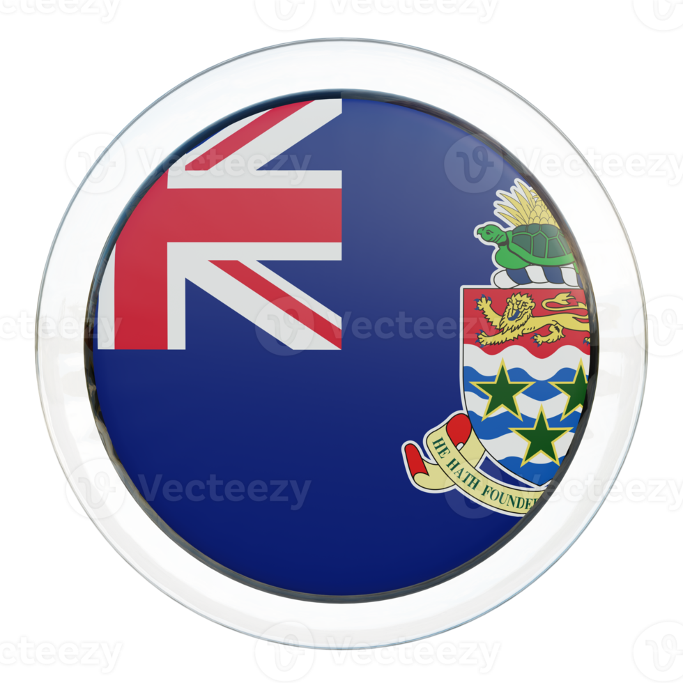 bandera de círculo brillante con textura 3d de islas caimán png