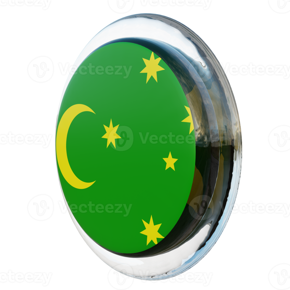 Cocos Keeling Islands Right View 3d textured glossy circle flag png