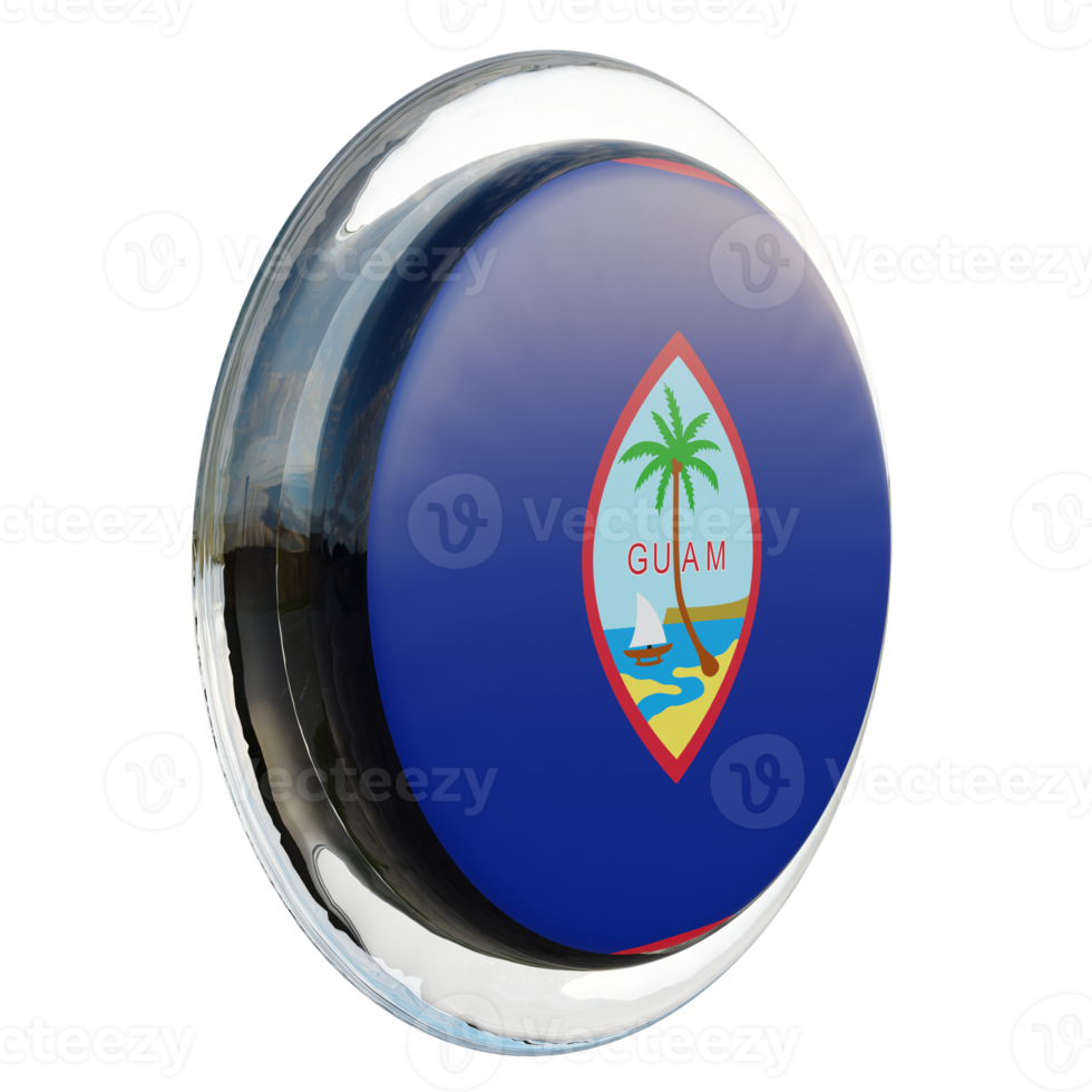 Guam Left View 3d textured glossy circle flag png