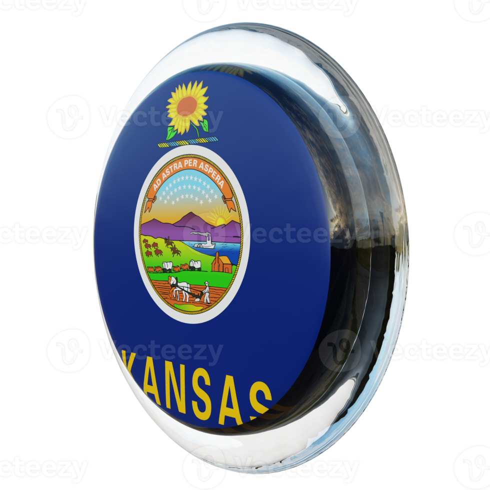 Kansas Right View 3d textured glossy circle flag png