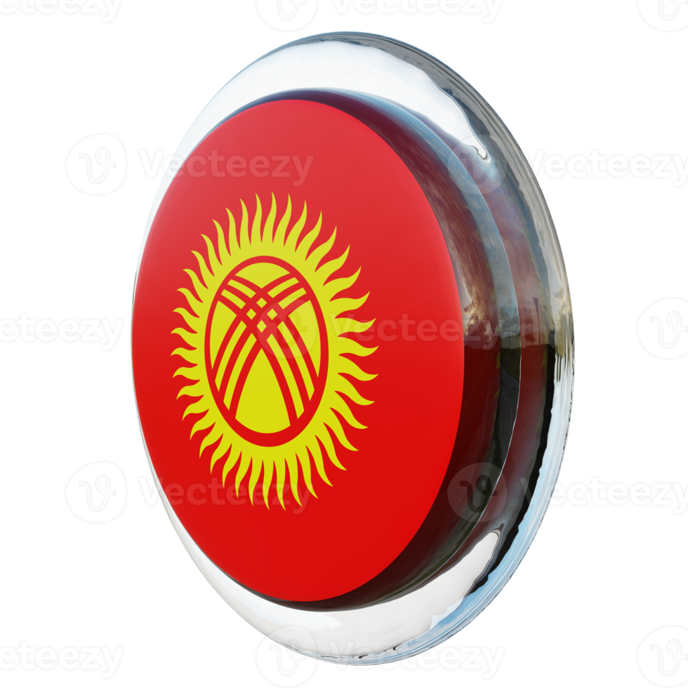 Kyrgyzstan Right View 3d textured glossy circle flag png