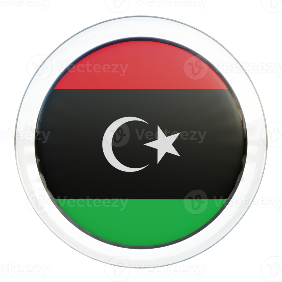 Libya 3d textured glossy circle flag png