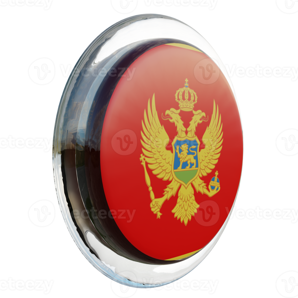 Montenegro links visie 3d getextureerde glanzend cirkel vlag png