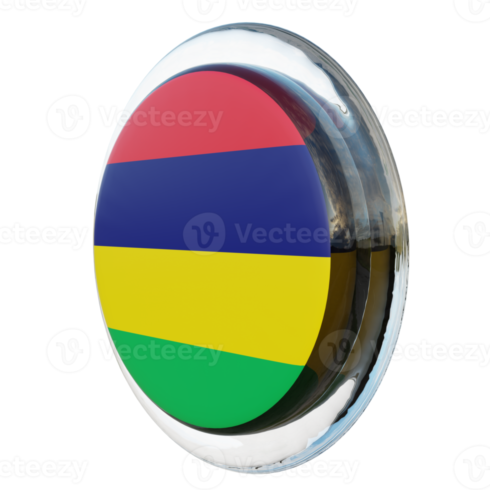 Mauritius Right View 3d textured glossy circle flag png