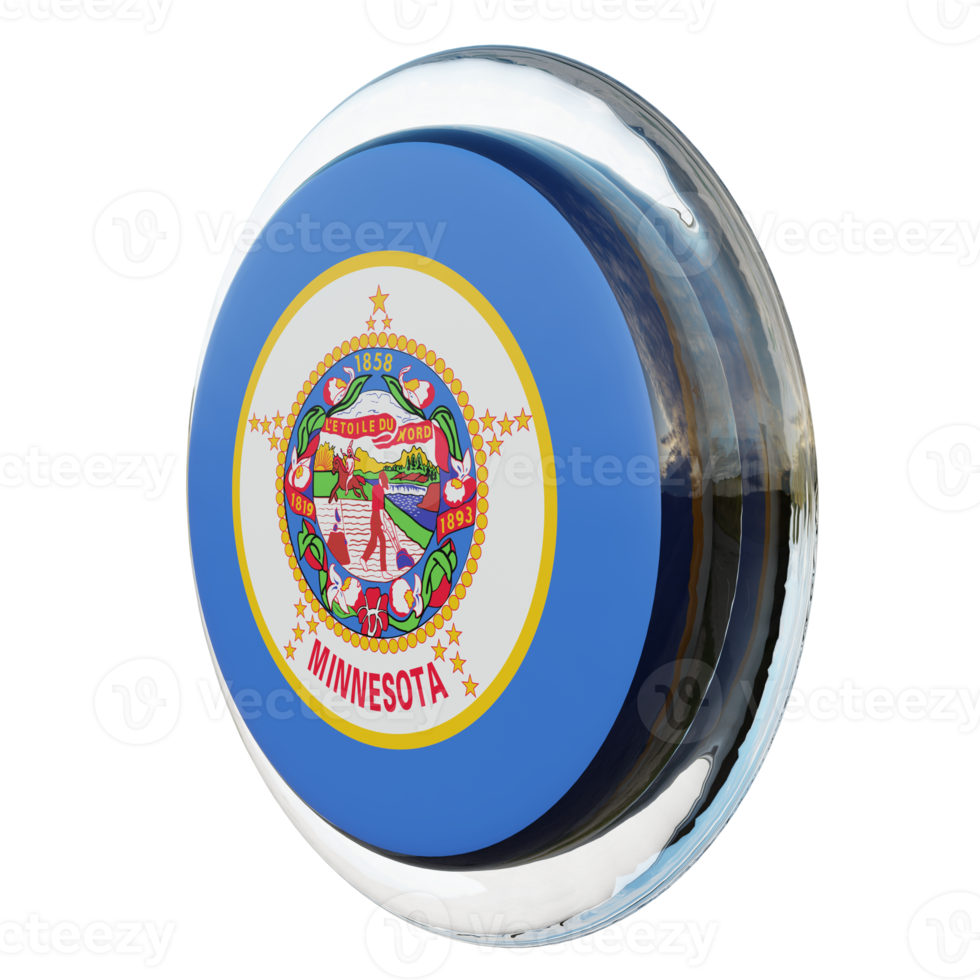 Minnesota Right View 3d textured glossy circle flag png