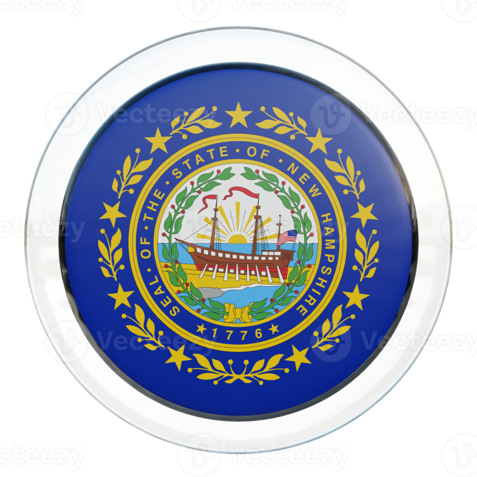 New Hampshire 3d textured glossy circle flag png