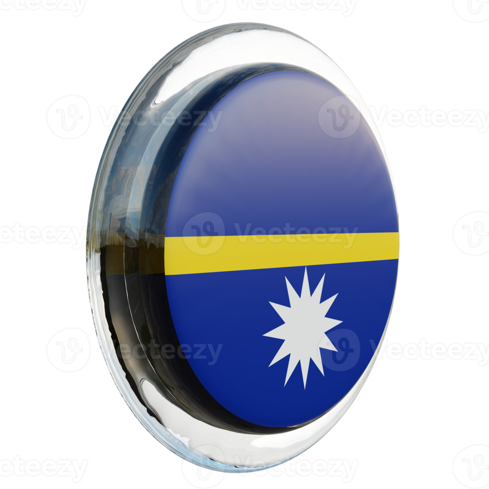 Nauru Left View 3d textured glossy circle flag png