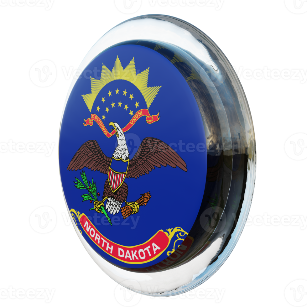 North Dakota Right View 3d textured glossy circle flag png