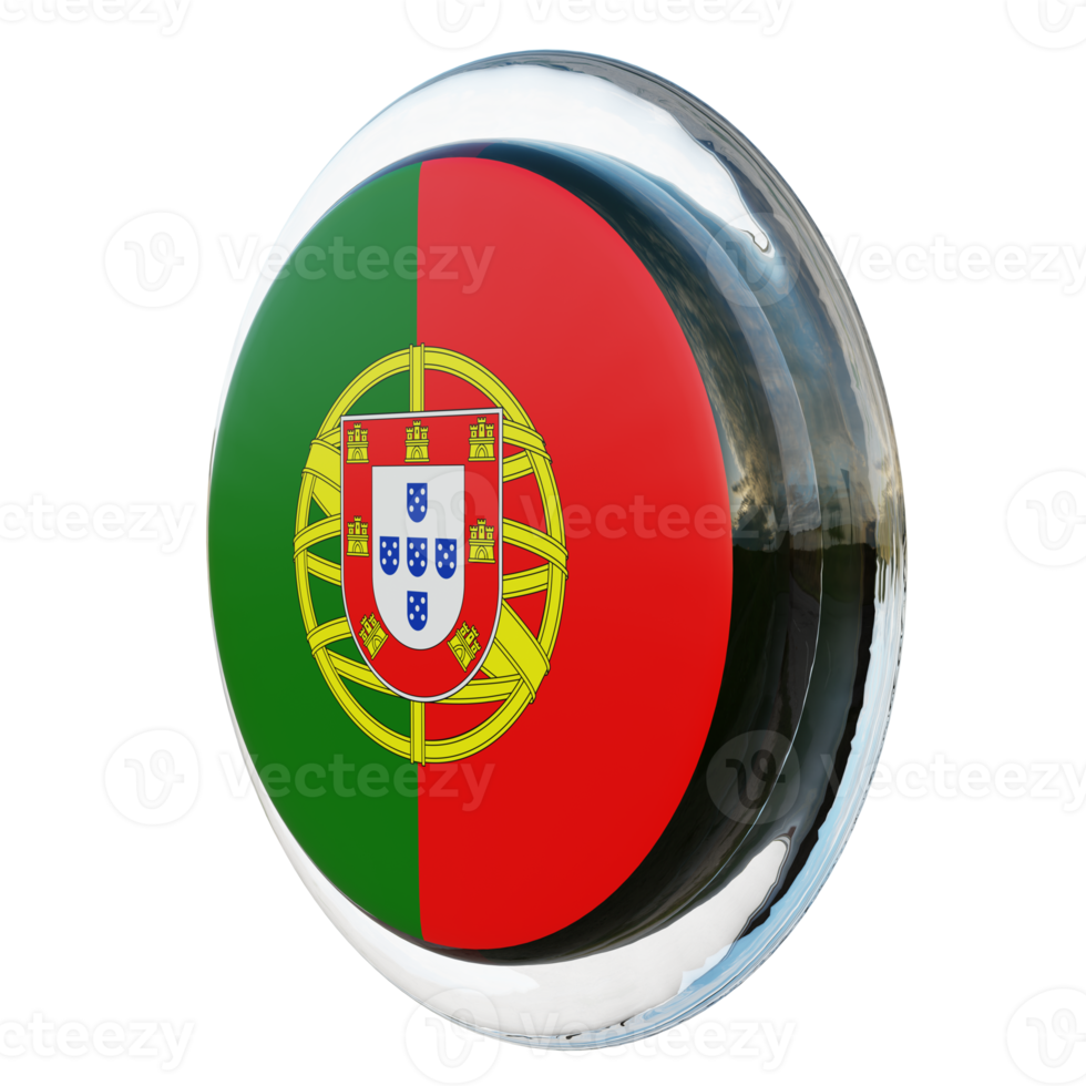 Portugal Right View 3d textured glossy circle flag png