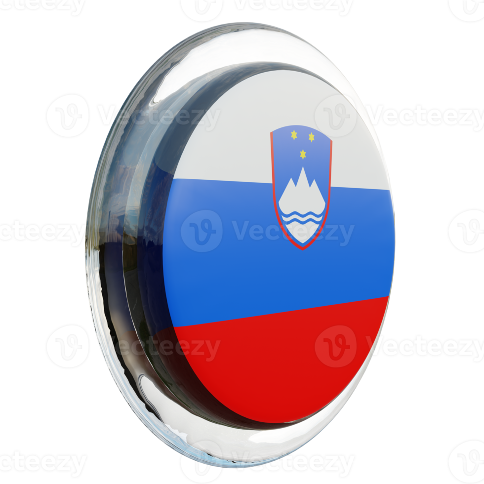 Slovenia Left View 3d textured glossy circle flag png