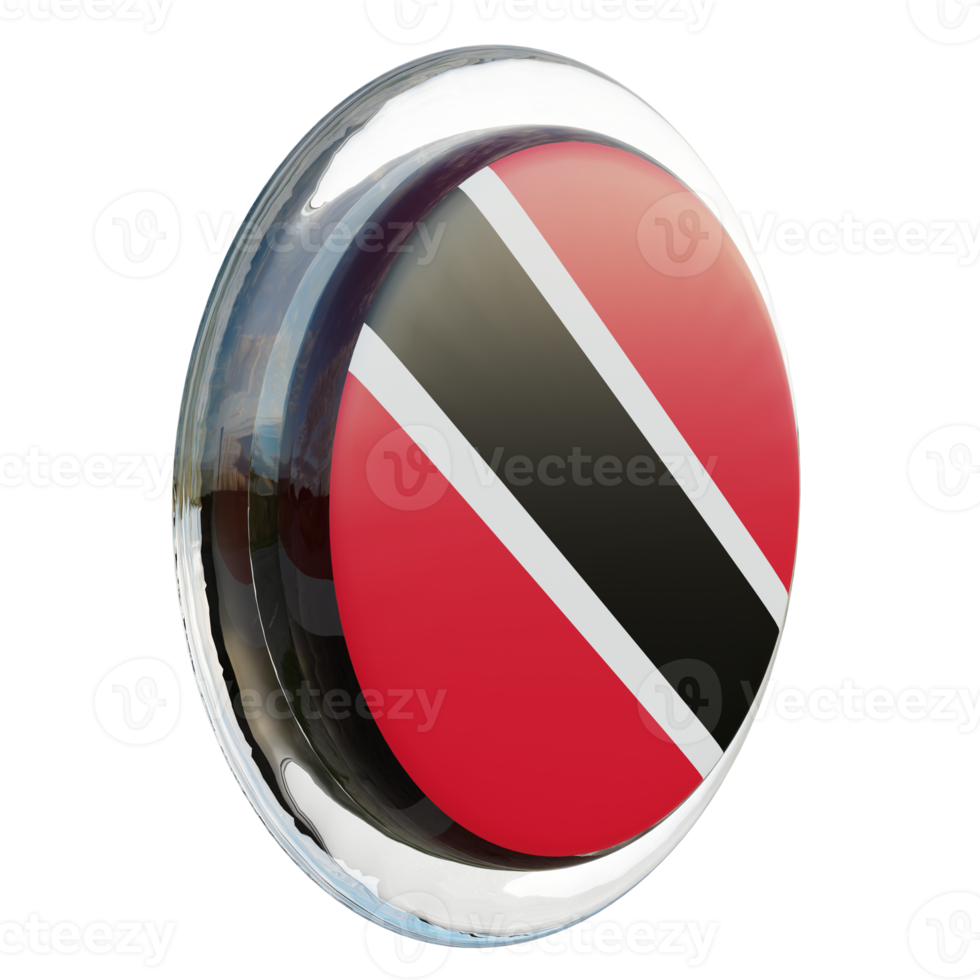 Trinidad and Tobago Left View 3d textured glossy circle flag png