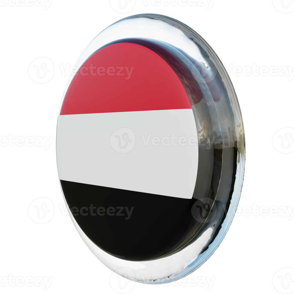 Yemen Right View 3d textured glossy circle flag png