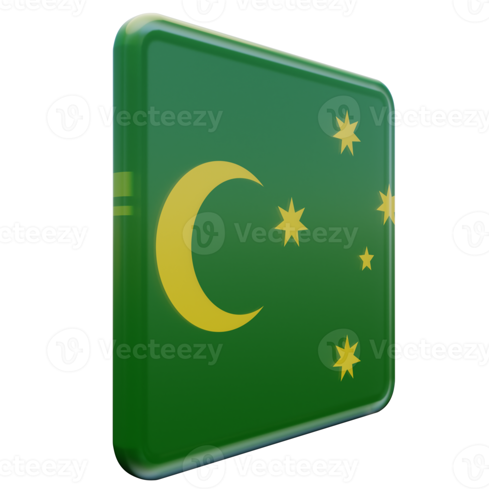 Cocos Keeling Islands Left View 3d textured glossy square flag png