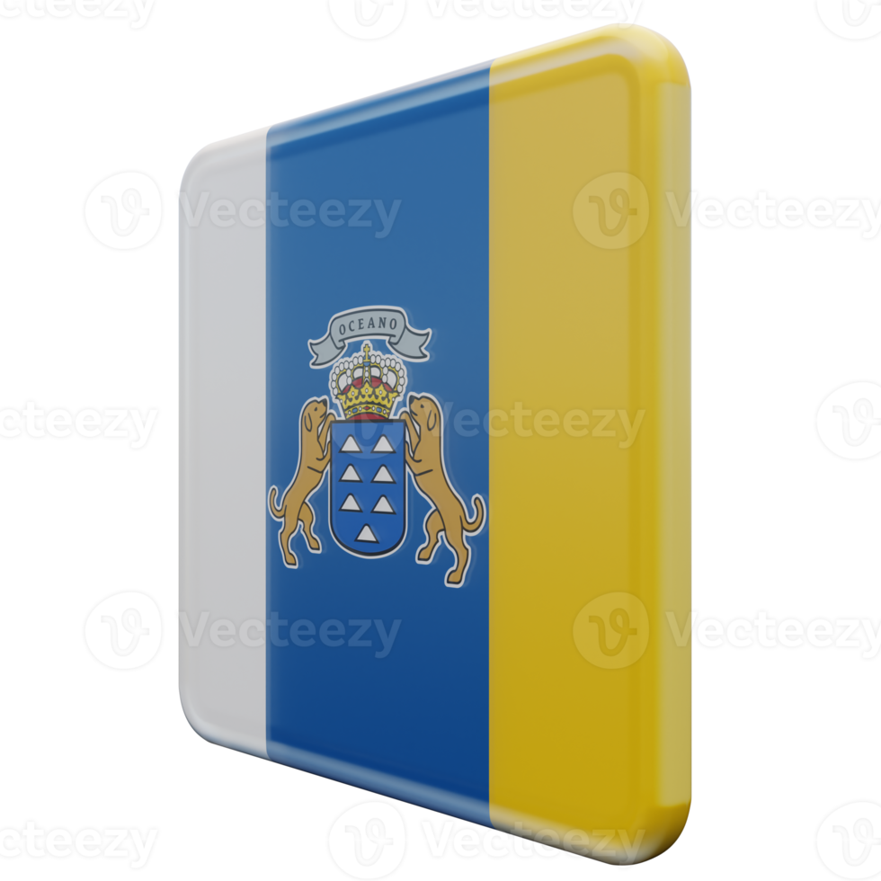 Canary Islands Right View 3d textured glossy square flag png