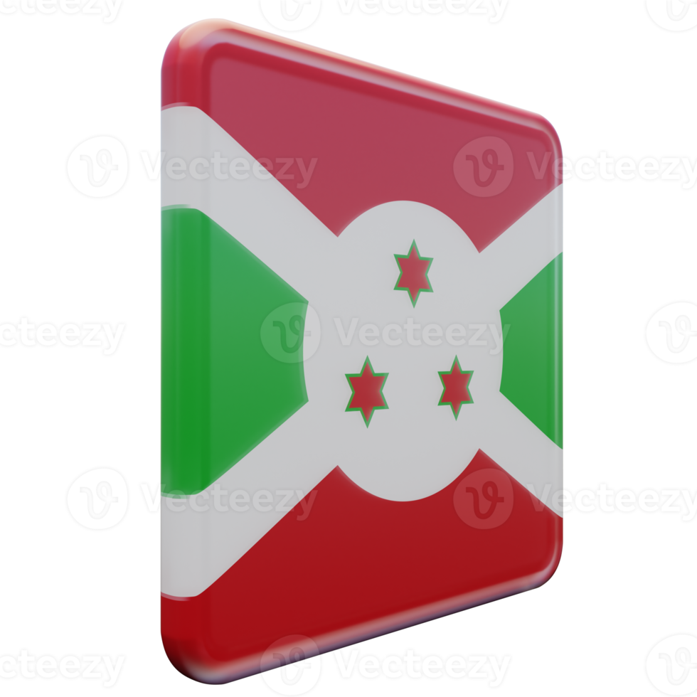 burundi vista esquerda 3d bandeira quadrada brilhante texturizada png