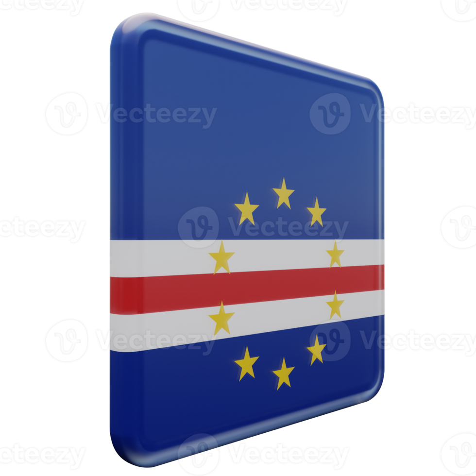 Cape Verde Left View 3d textured glossy square flag png