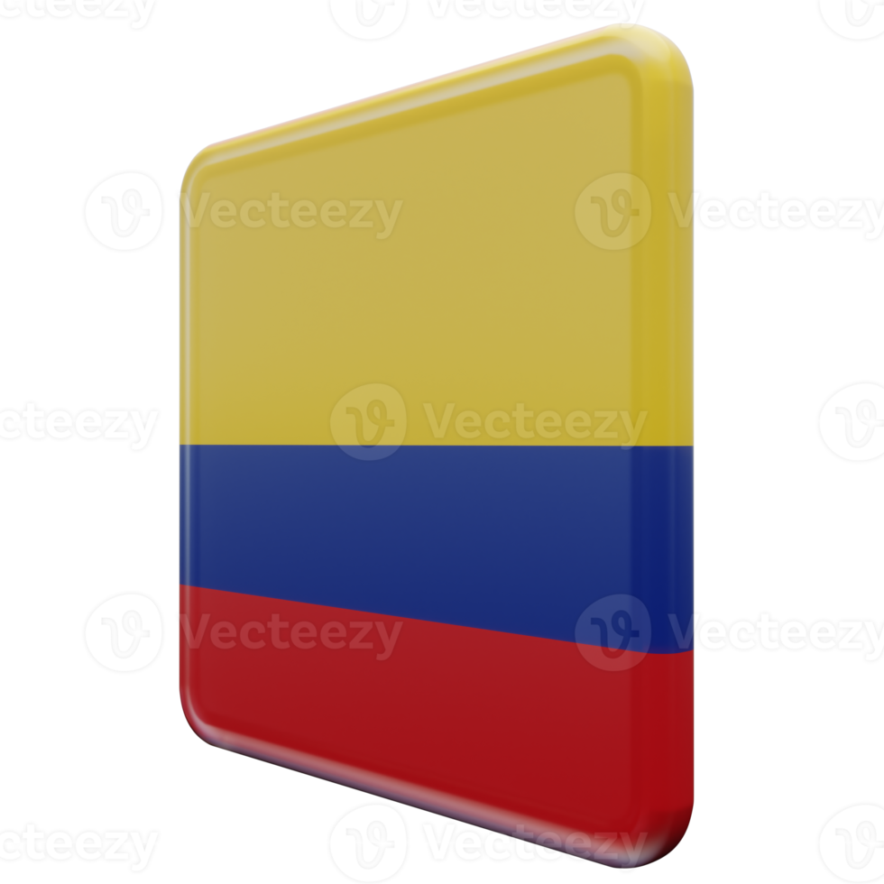 colombie vue droite drapeau carré brillant texturé 3d png