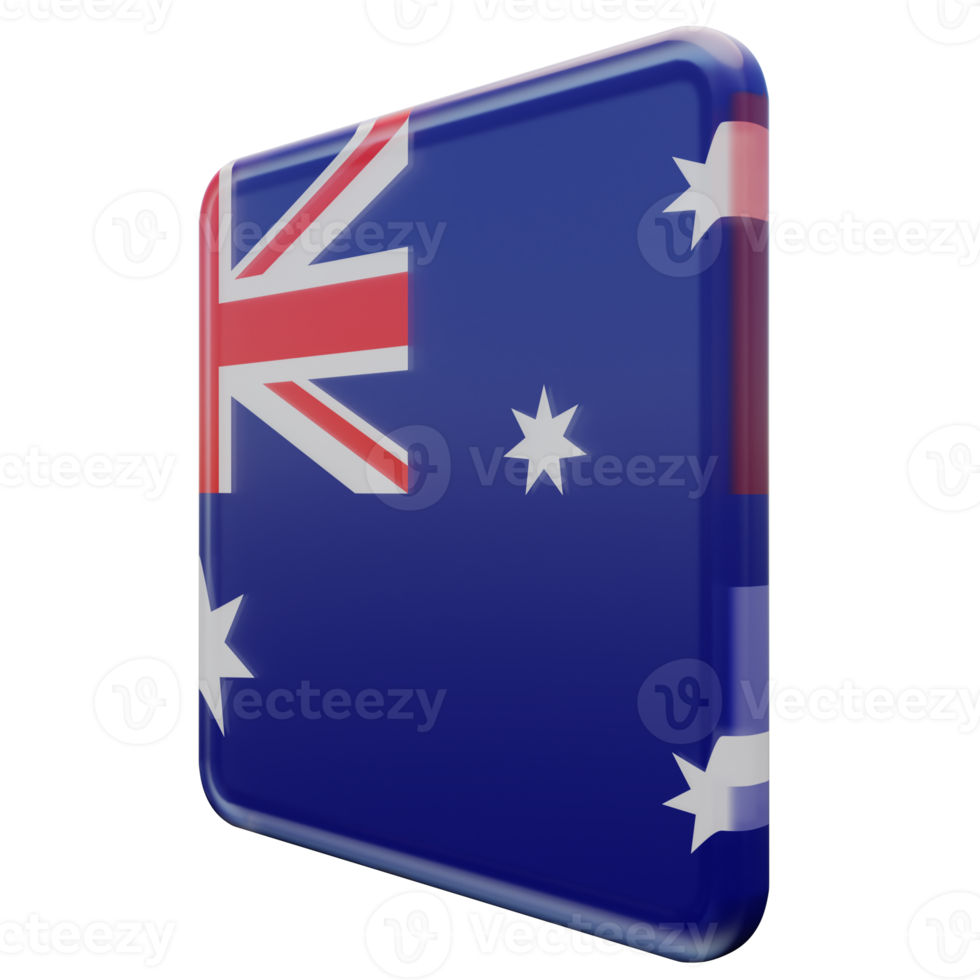 Australien 3d texturerad glansig fyrkant flagga png