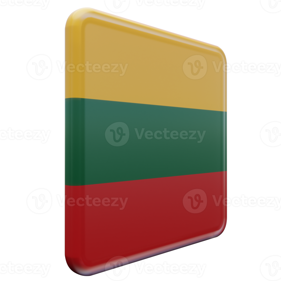 Lithuania Left View 3d textured glossy square flag png