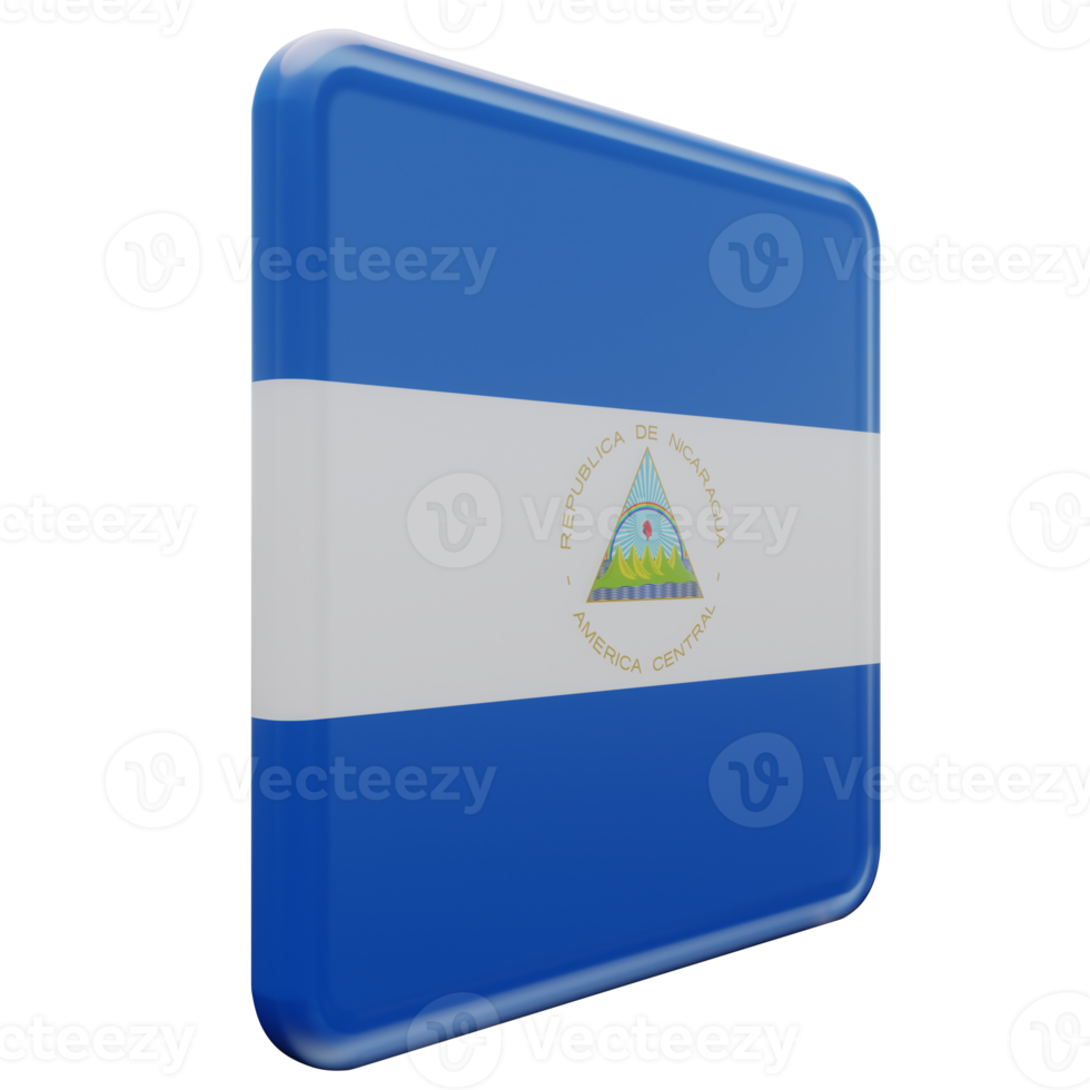 Nicaragua Left View 3d textured glossy square flag png