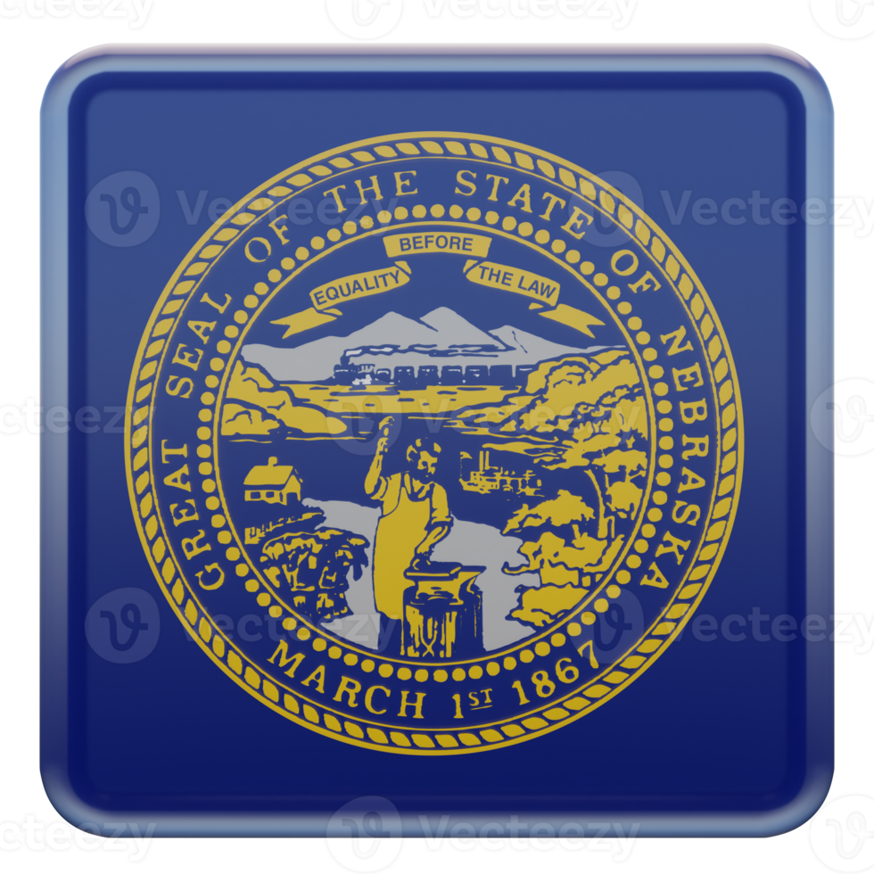 Nebraska 3d textured glossy square flag png