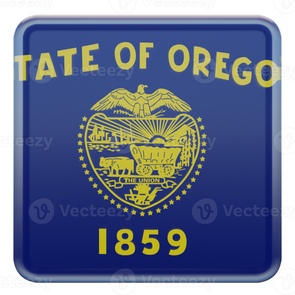 Oregon 3d textured glossy square flag png