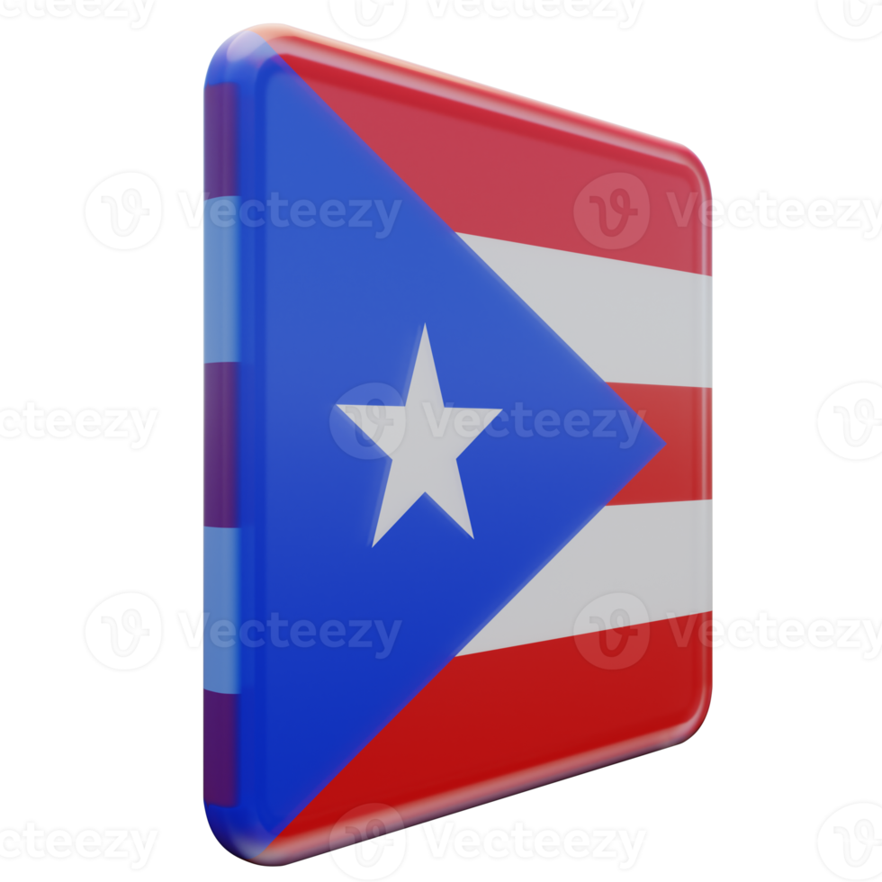 puerto rico links visie 3d getextureerde glanzend plein vlag png
