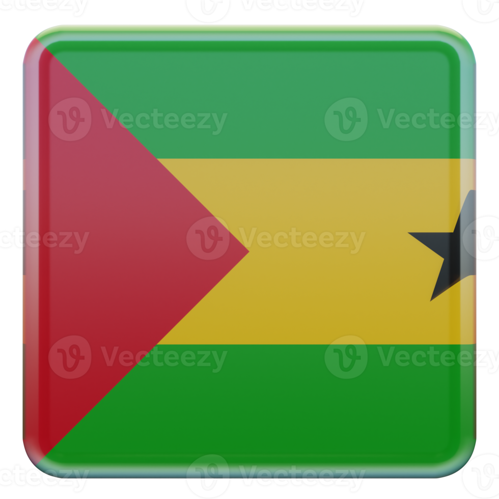 Sao Tome und Principe 3D strukturierte glänzende quadratische Flagge png