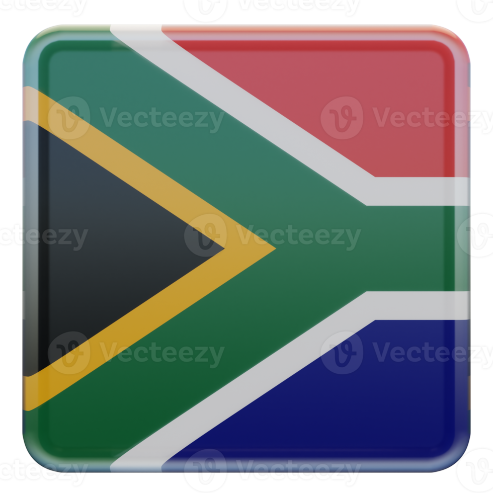 South Africa 3d textured glossy square flag png