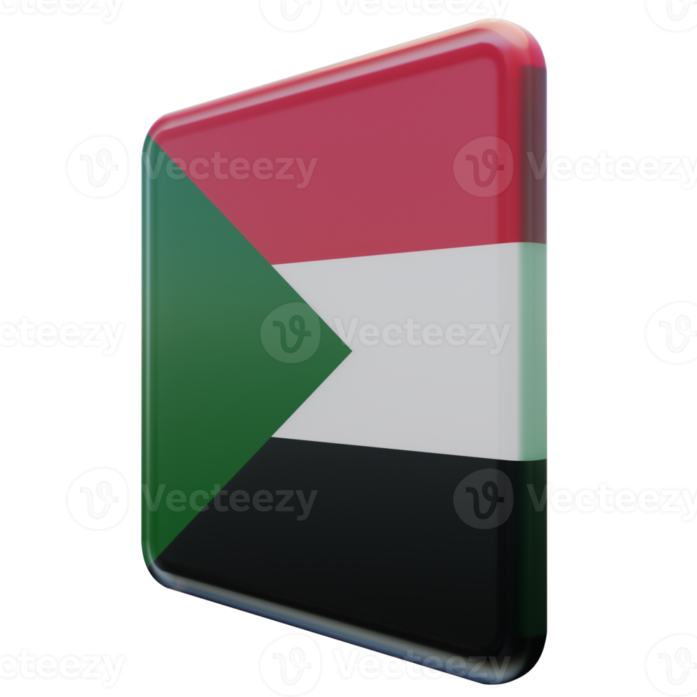 Sudan Right View 3d textured glossy square flag png