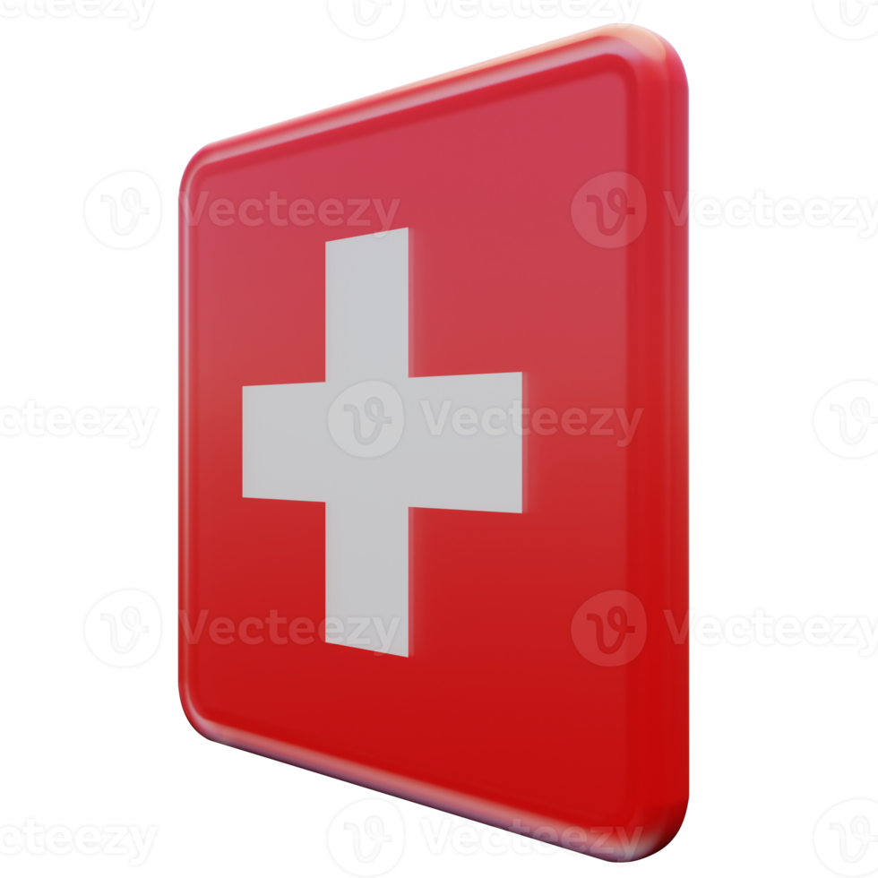 Switzerland Right View 3d textured glossy square flag png