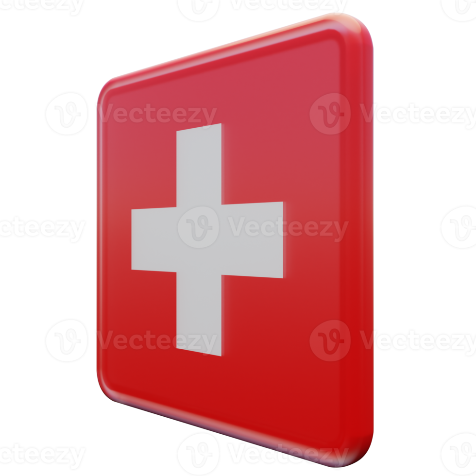 suiza derecha vista 3d textura brillante bandera cuadrada png