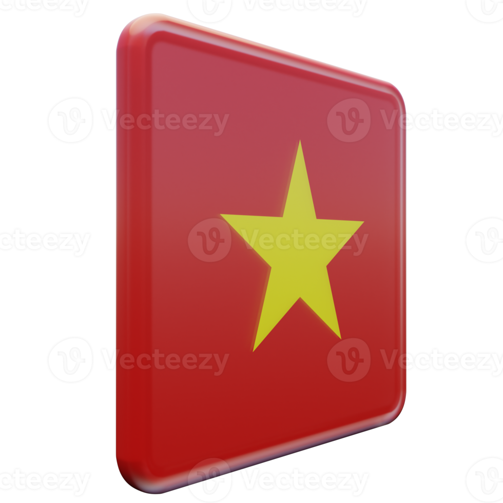 Vietnam links visie 3d getextureerde glanzend plein vlag png