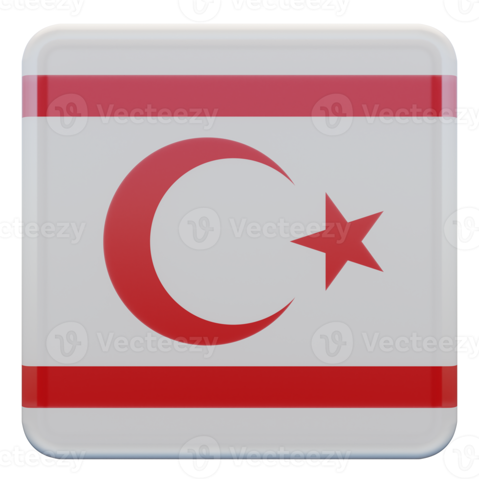 Turkish Republic of Northern Cyprus 3d textured glossy square flag png