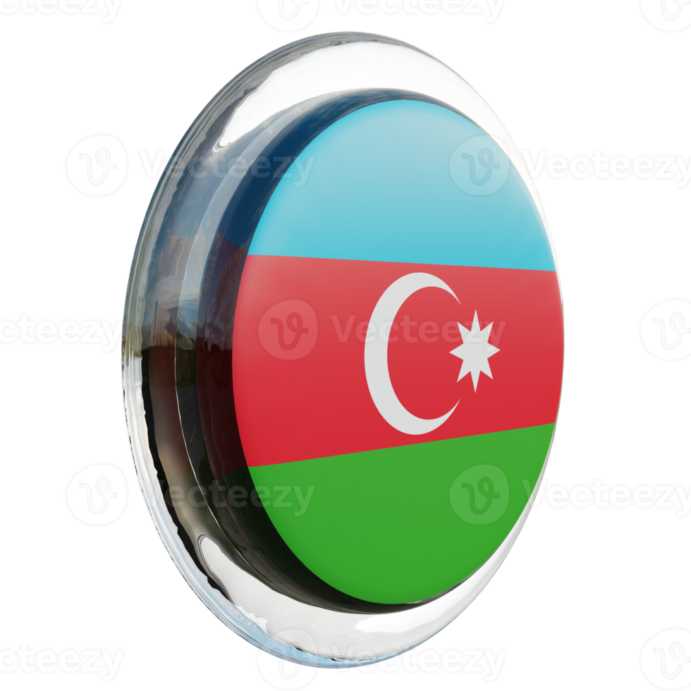 Azerbaijan Left View 3d textured glossy circle flag png