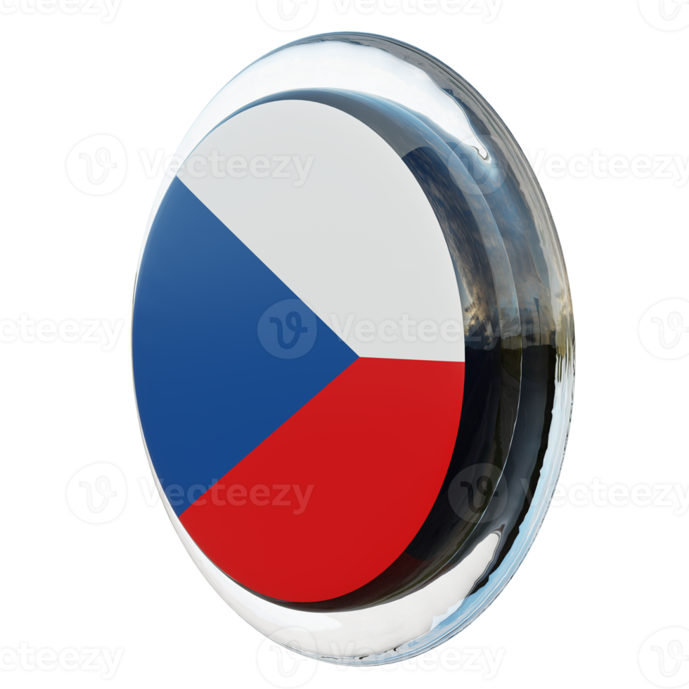 Czech Republic Right View 3d textured glossy circle flag png