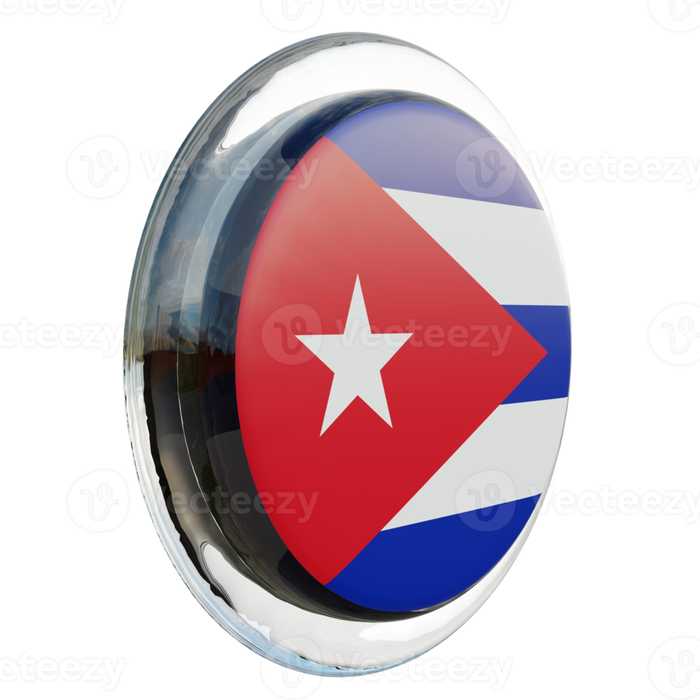 Cuba Left View 3d textured glossy circle flag png