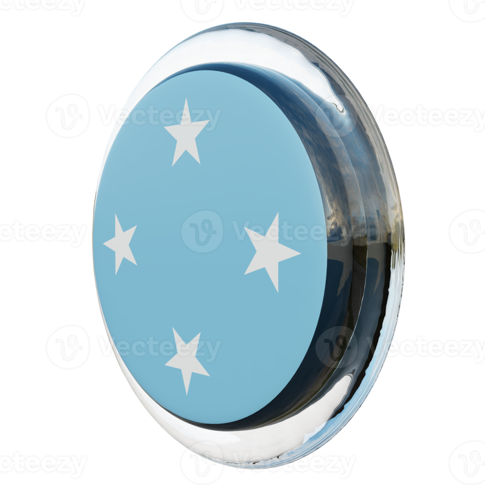 Federated States of Micronesia Right View 3d textured glossy circle flag png