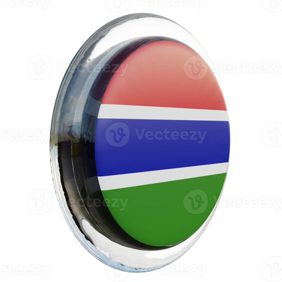 Gambia Left View 3d textured glossy circle flag png