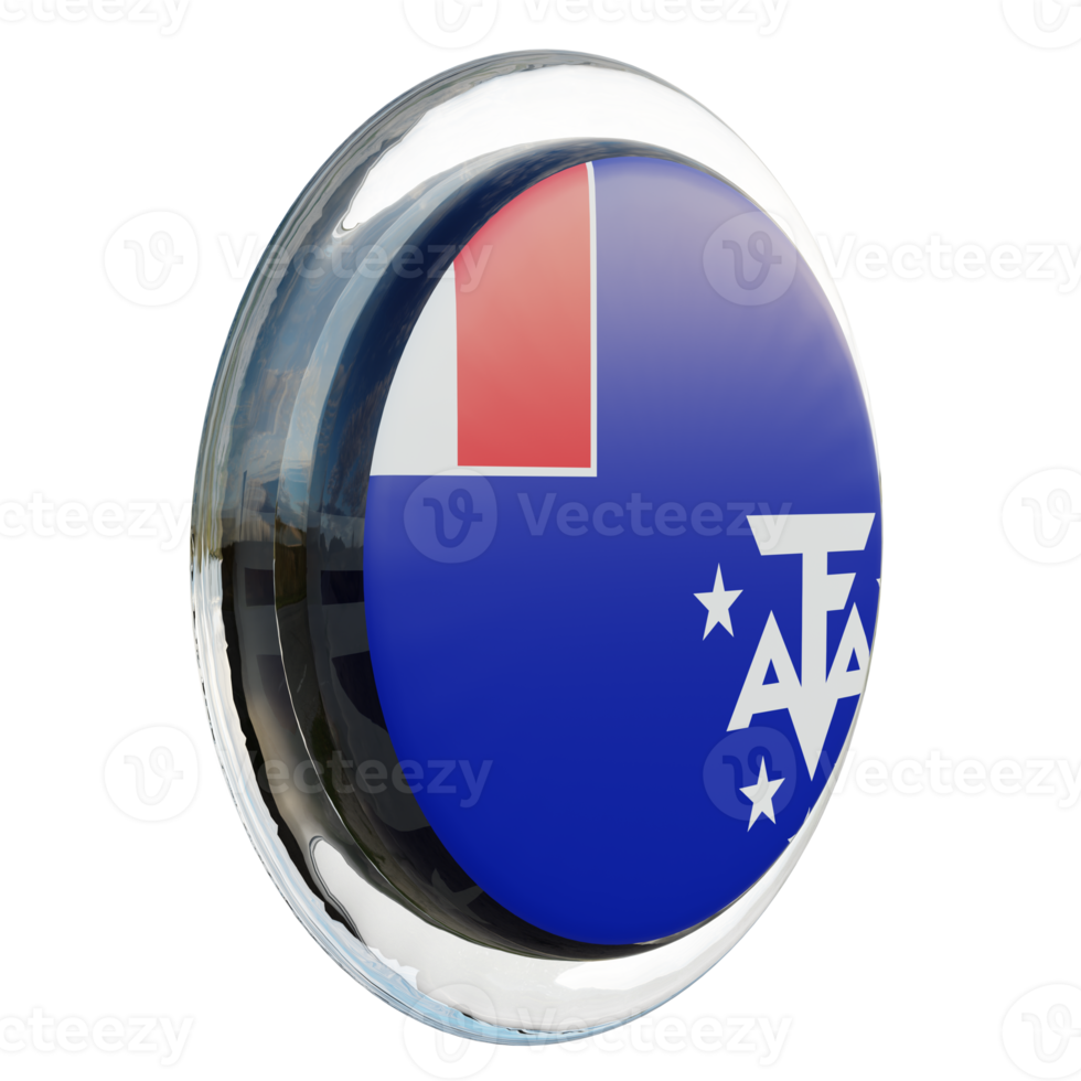 French Southern and Antarctic Lands Left View 3d textured glossy circle flag png