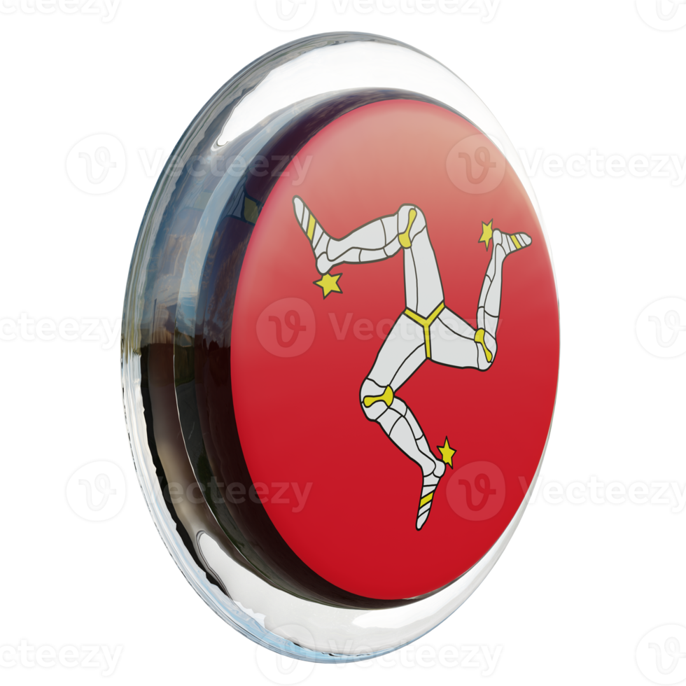Isle of Mann Left View 3d textured glossy circle flag png