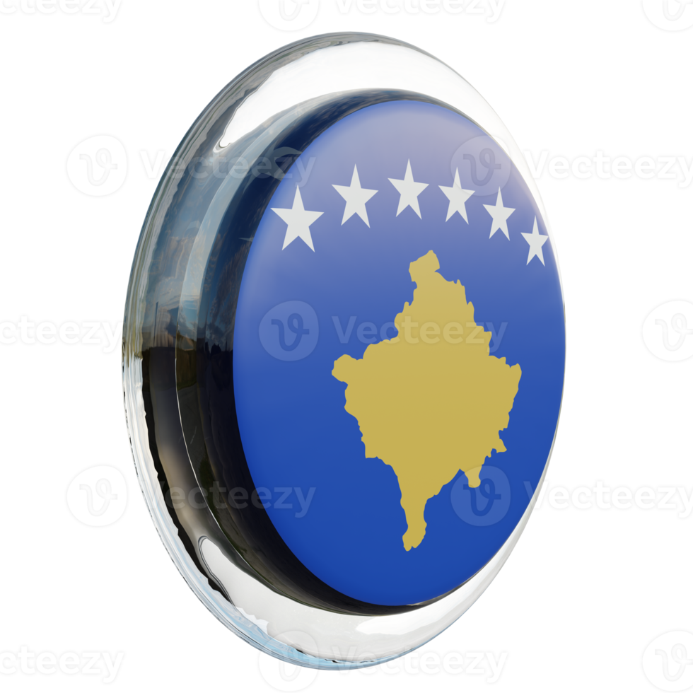 Kosovo Left View 3d textured glossy circle flag png