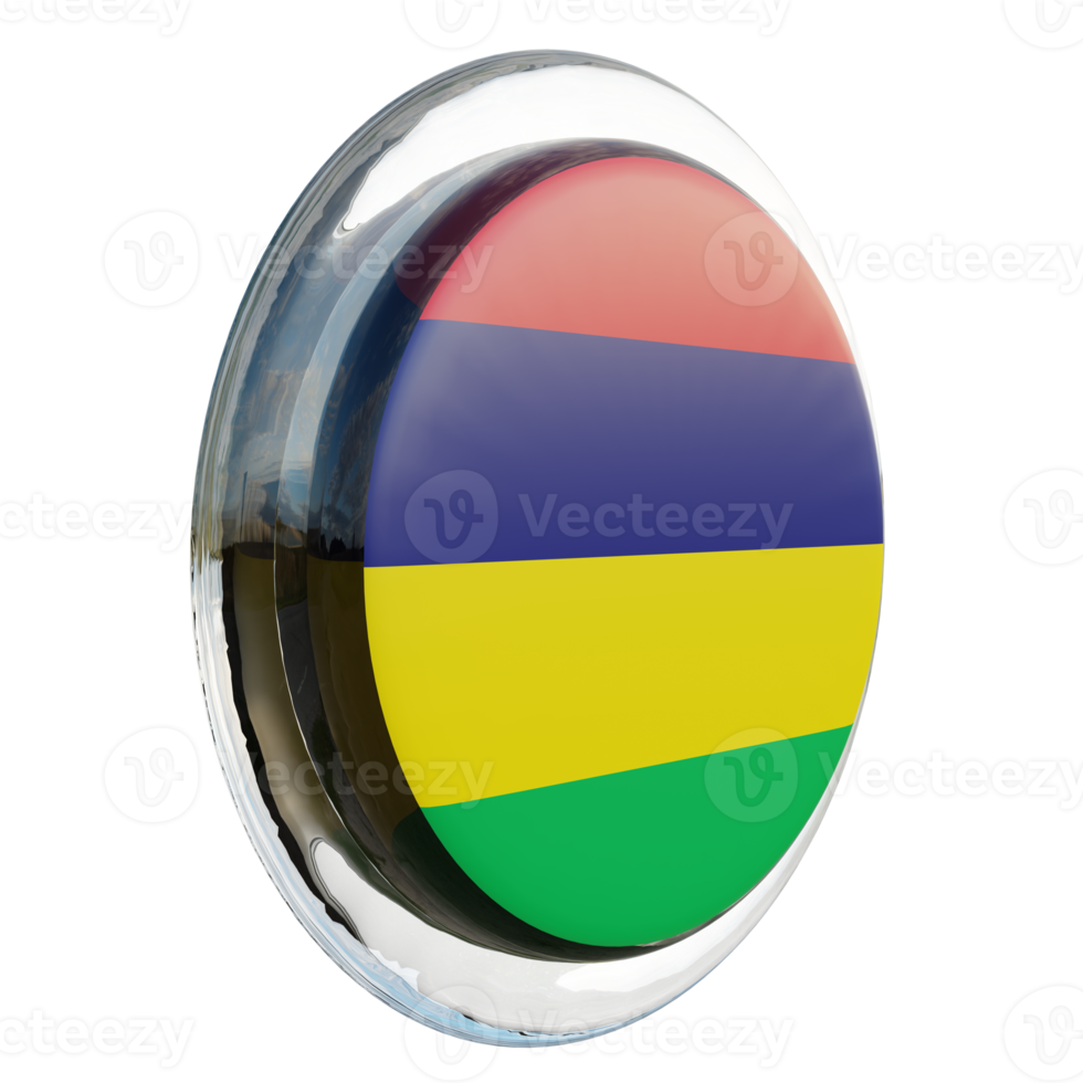 Mauritius Left View 3d textured glossy circle flag png