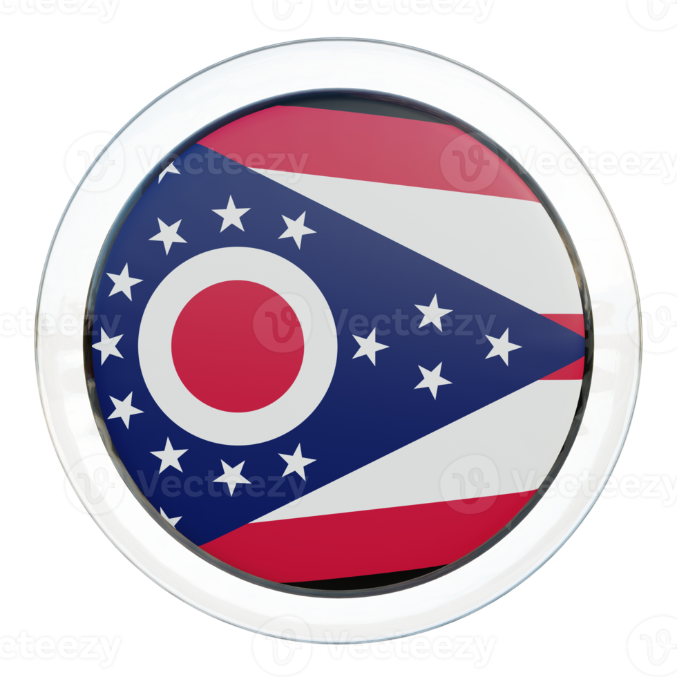 drapeau de cercle brillant texturé ohio 3d png