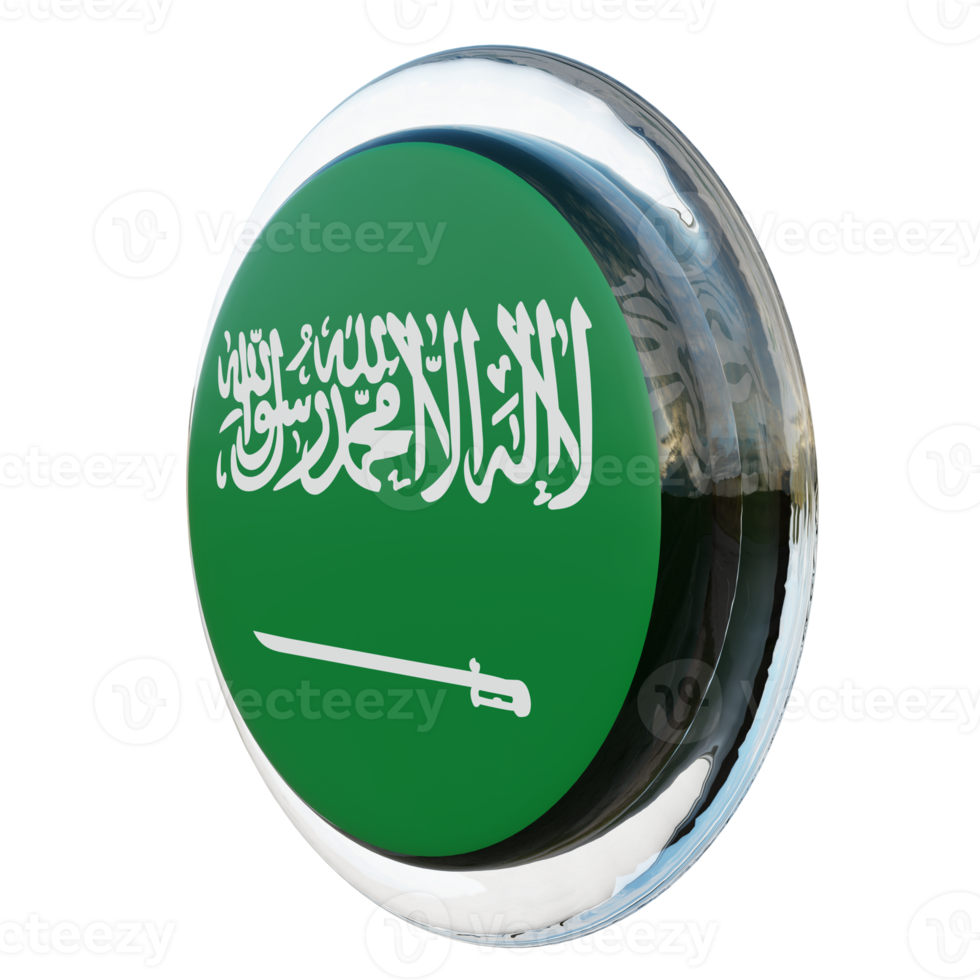 Saudi Arabia Right View 3d textured glossy circle flag png