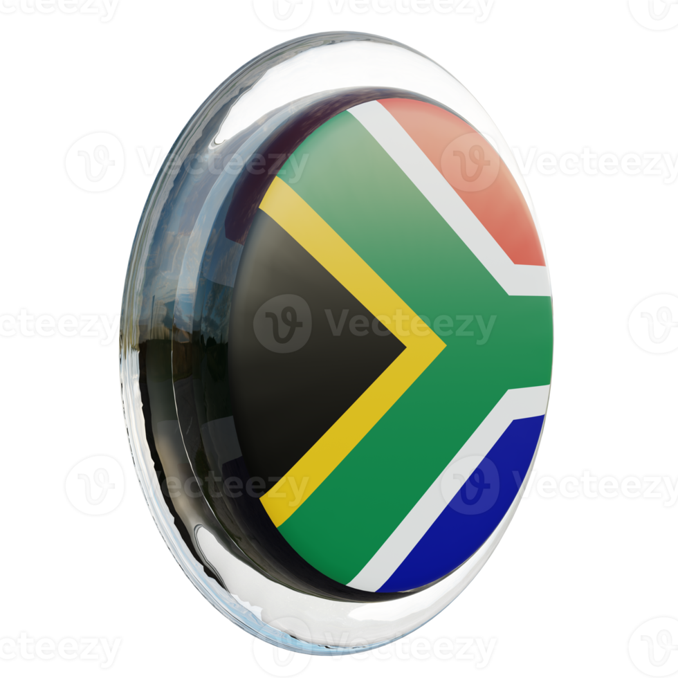 áfrica do sul vista esquerda 3d bandeira de círculo brilhante texturizado png