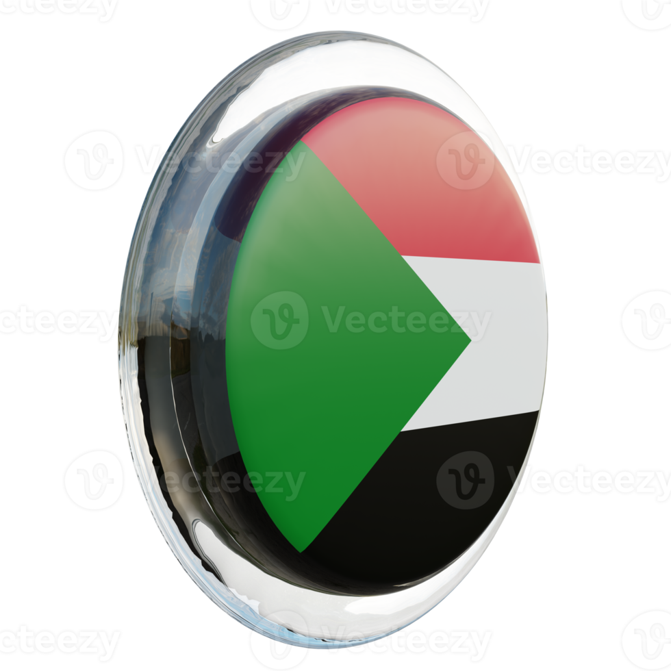Sudan Left View 3d textured glossy circle flag png